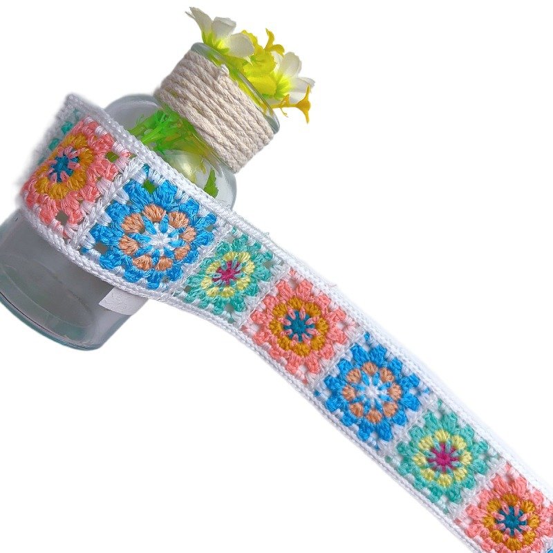 Width 2 inch Colorful Cotton square lace trim crochet bar code lace ribbon For Home Textile clothing bag accessories