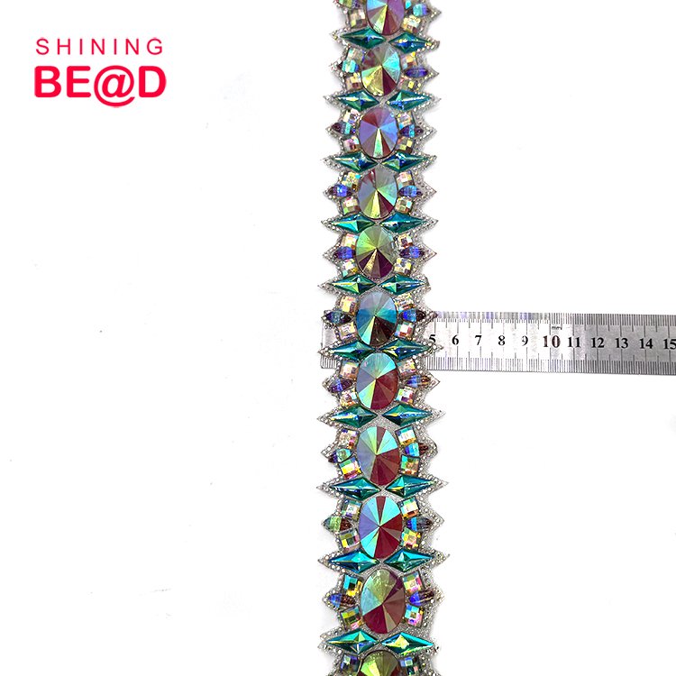 China factory wholesale Custom factory hot sell cheap BlueAB trim Carnival costume accessories in custom colorsCrystal Trim