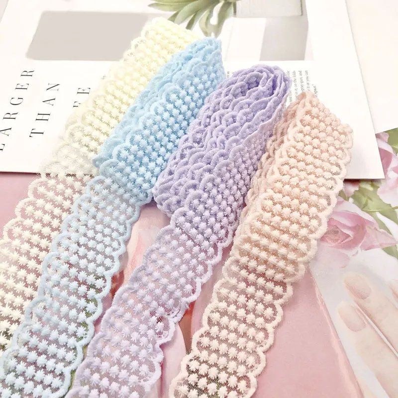 Milk Silk Dot Wavy Edge Sewing Fabric Clothing Decoration Material Children's Hair Clip DIY Lace Trim Bow Headdress Lace