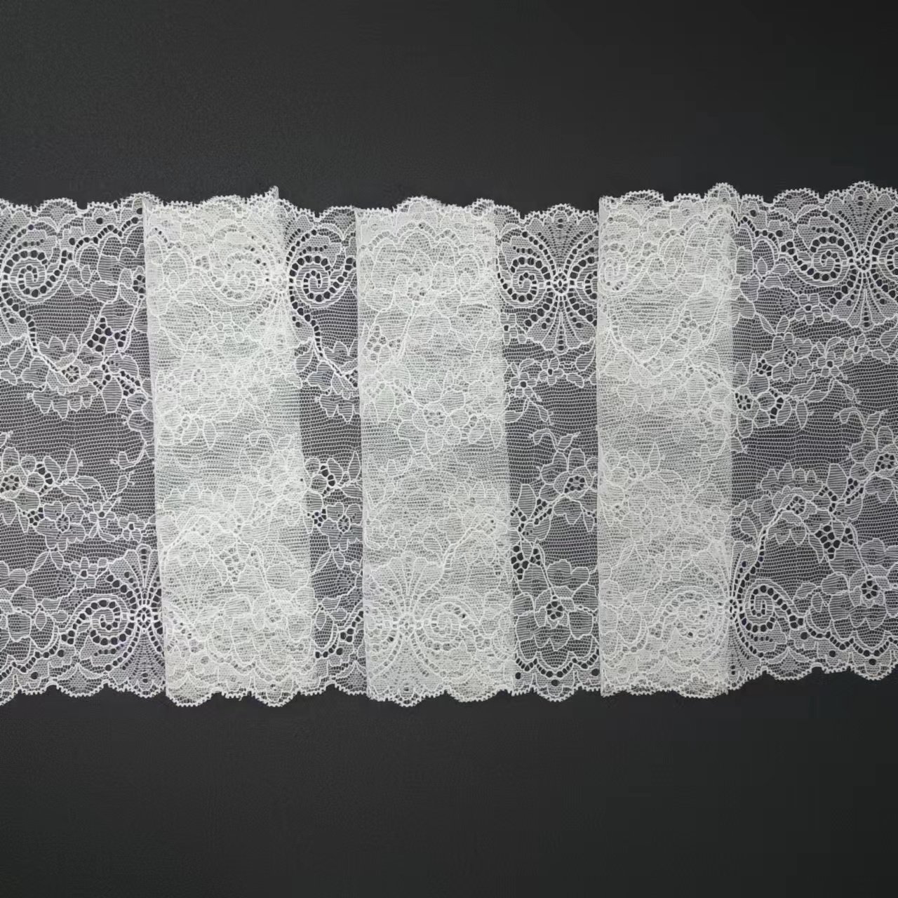 90% Nylon 10% Spandex White Voile Nylon Spandex Lace Fabrics Elastic Lace Trim Bra For Women