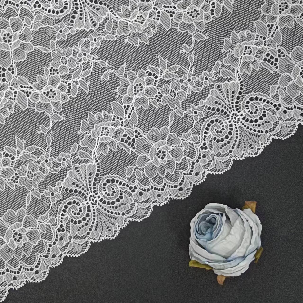 90% Nylon 10% Spandex White Voile Nylon Spandex Lace Fabrics Elastic Lace Trim Bra For Women