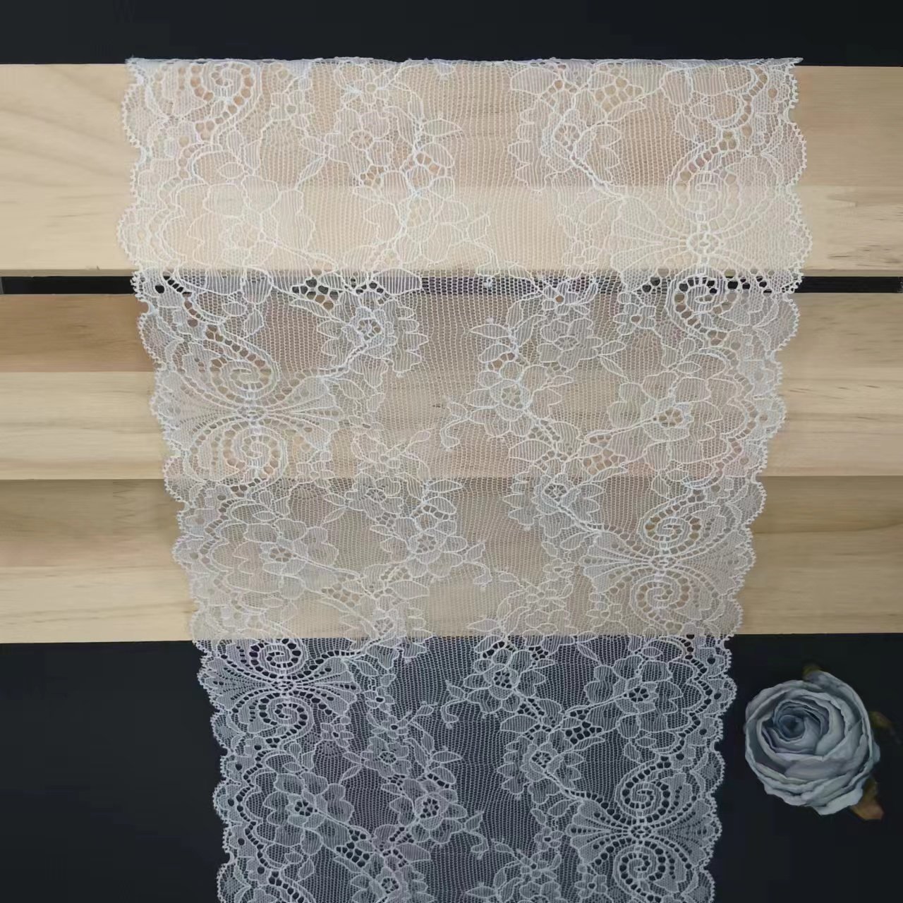 90% Nylon 10% Spandex White Voile Nylon Spandex Lace Fabrics Elastic Lace Trim Bra For Women