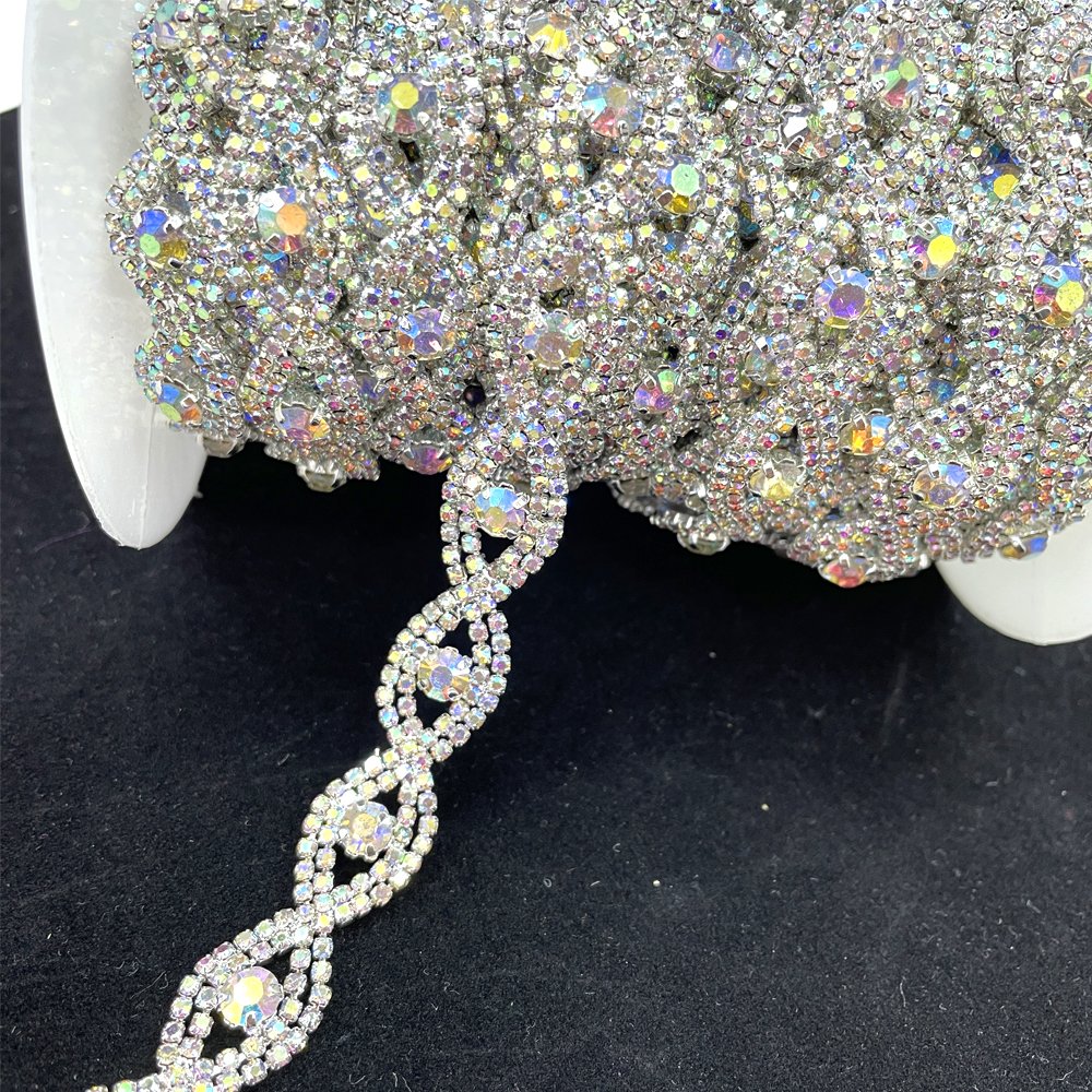 tr262 wholesale sparkling rhinestone cup chains crystal chain trim for decoration