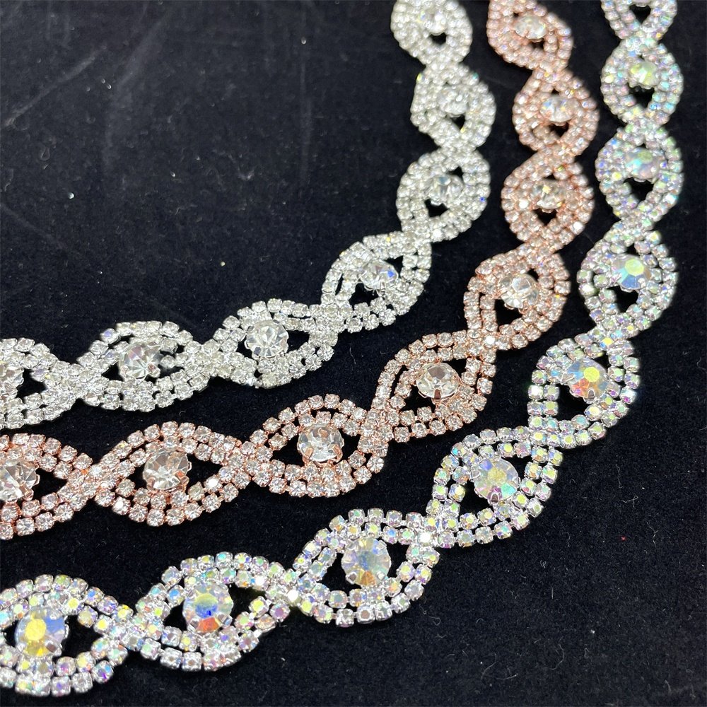 tr262 wholesale sparkling rhinestone cup chains crystal chain trim for decoration