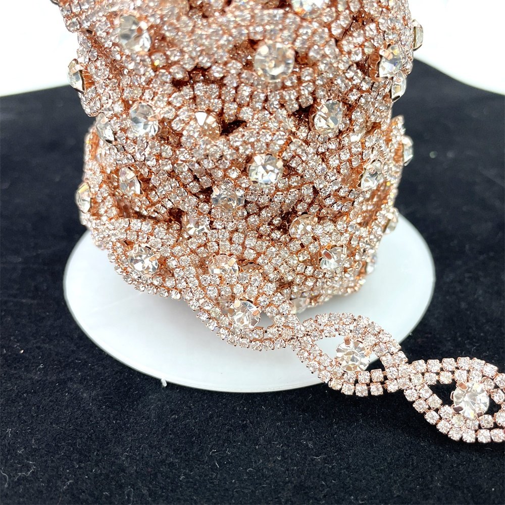 tr262 wholesale sparkling rhinestone cup chains crystal chain trim for decoration