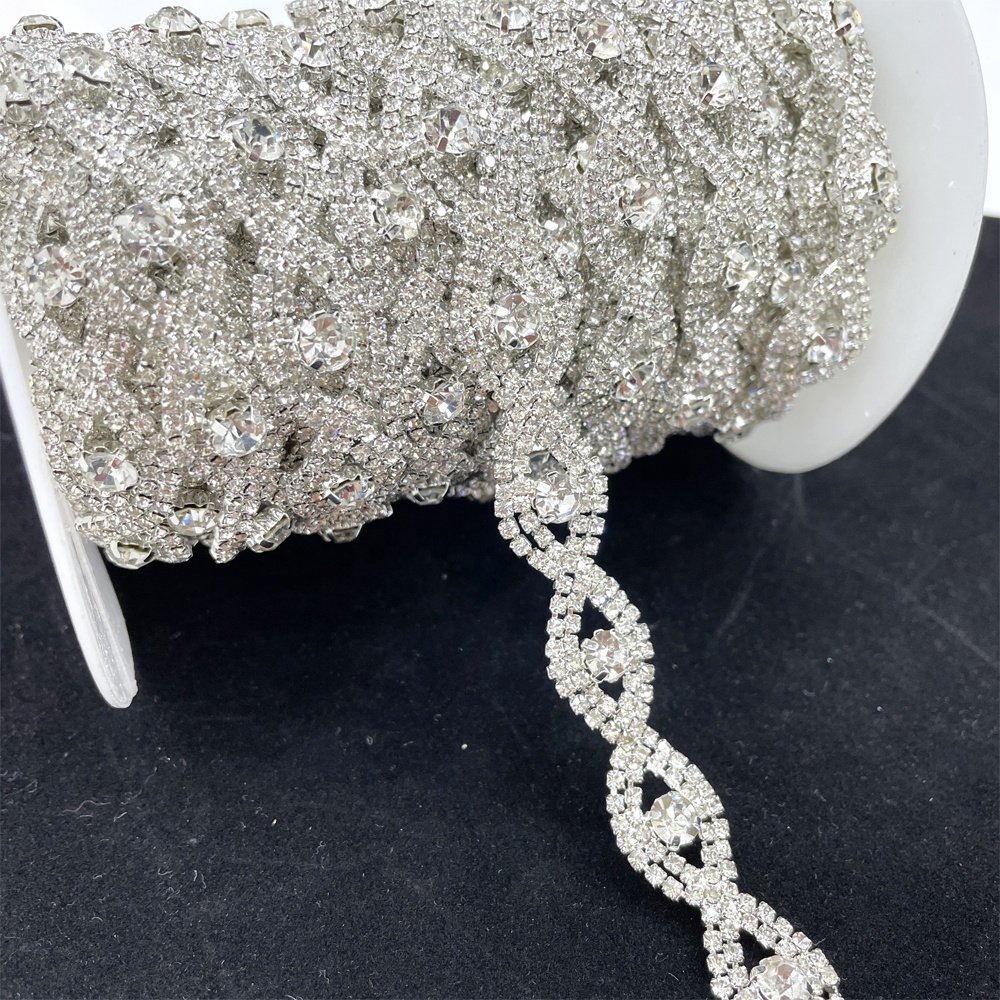 tr262 wholesale sparkling rhinestone cup chains crystal chain trim for decoration
