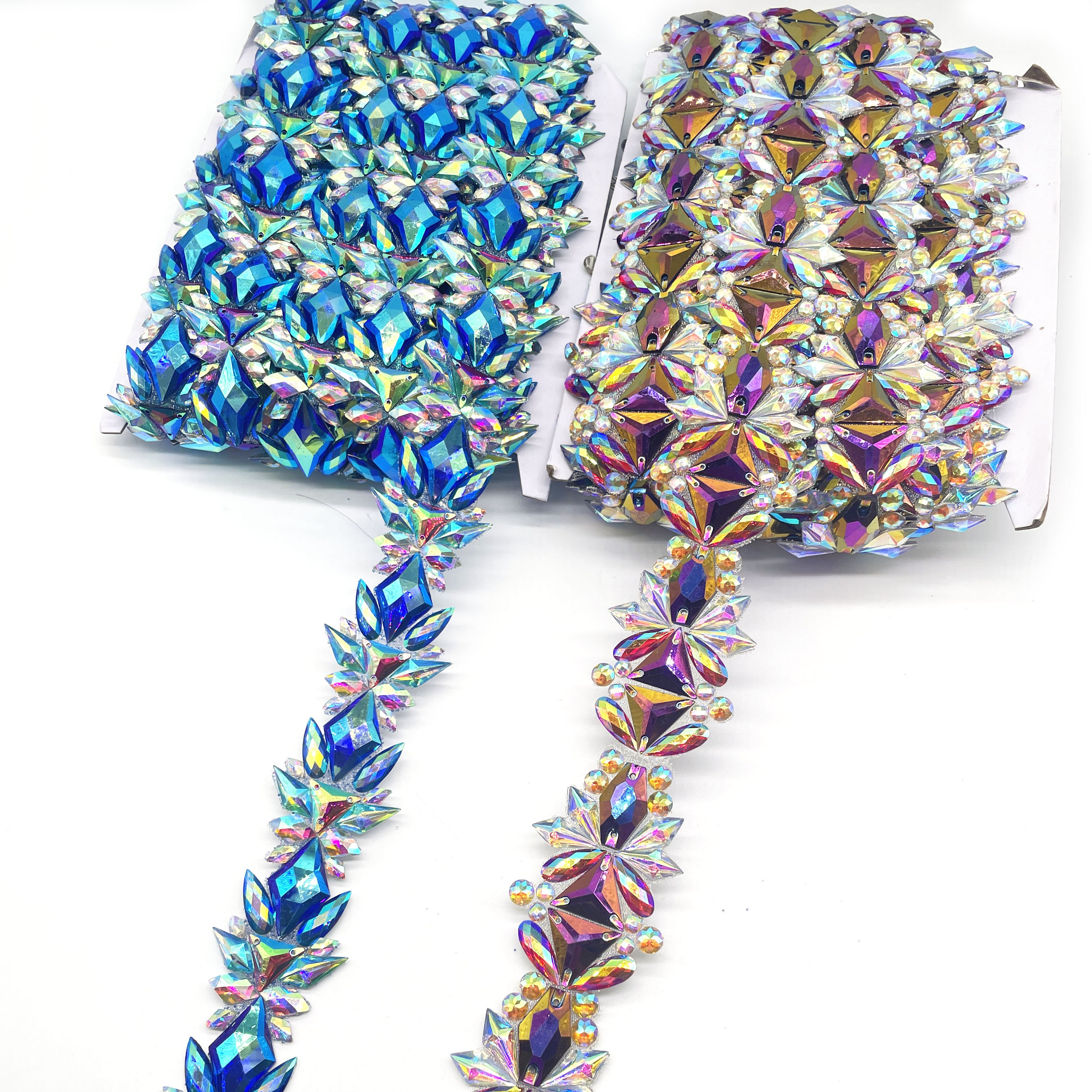 In Stocked Designs Hot Fix Crystal Trimming Iron Rhinestone Appliques Trims Clothing Bag Carnival Decorations Dress Enhancements