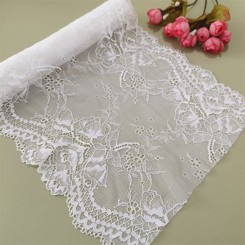 DINGB26 22cm Stretch Elastic Lace Trim,Floral Lace Fabric Elastic Lace Ribbons for Crafts and Gift Wrapping Decorating