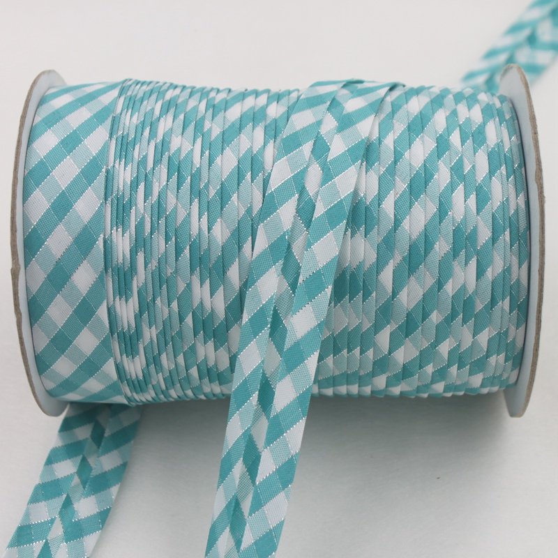 Polyester 3/4"(20mm) Silver Metallic Lattice Check Bias Tape Bias Binding For DIY Garment Sewing And Trimming