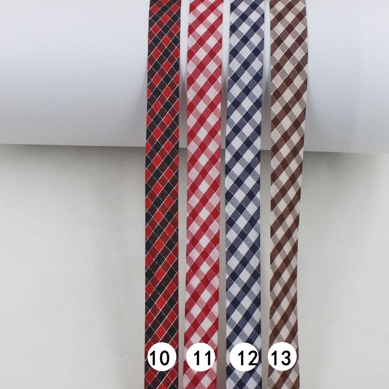 Polyester 3/4"(20mm) Silver Metallic Lattice Check Bias Tape Bias Binding For DIY Garment Sewing And Trimming