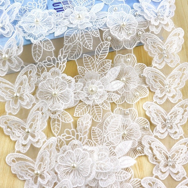 Luxury french shiny sequin african embroidered tulle white wedding dresses lace trim with beads