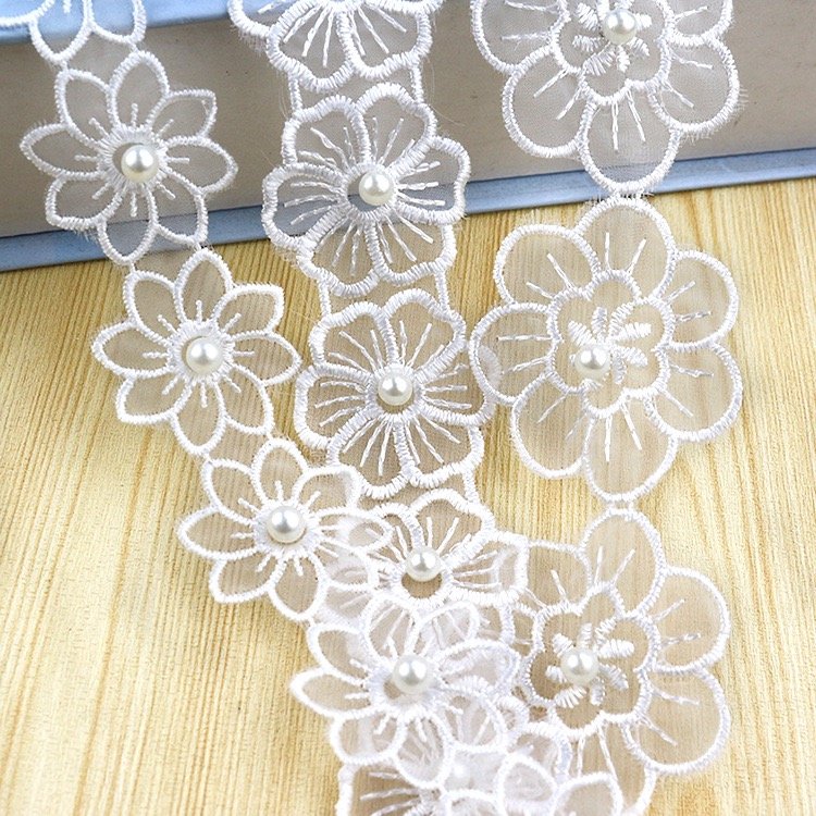 Luxury french shiny sequin african embroidered tulle white wedding dresses lace trim with beads