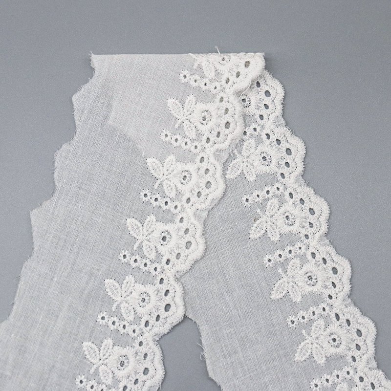 Factory Direct selling cheap 100% cotton bridal lace trim eyelet embroidery wedding dress lace trim for dress
