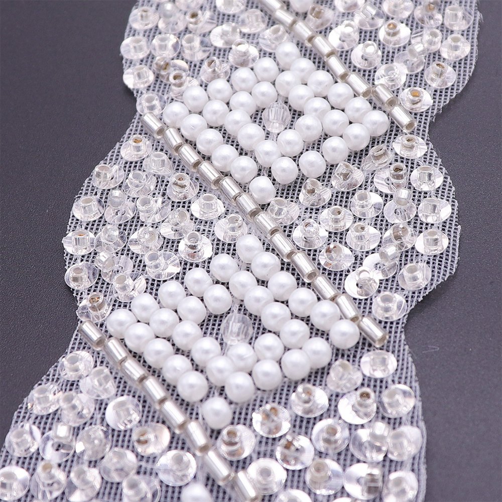 New Fashion Best Designer Lace Trim Pearl Beaded Embroidered Evening Dress Trim For Clothing