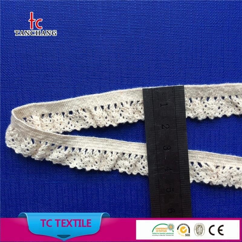 factory wholesale yarn dyed quality elastic cotton crochet lace trim for garments MXHB307