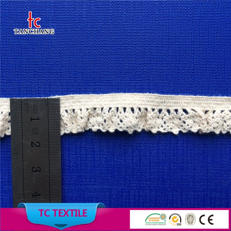 factory wholesale yarn dyed quality elastic cotton crochet lace trim for garments MXHB307