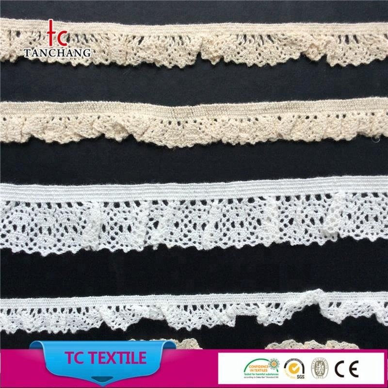 factory wholesale yarn dyed quality elastic cotton crochet lace trim for garments MXHB307