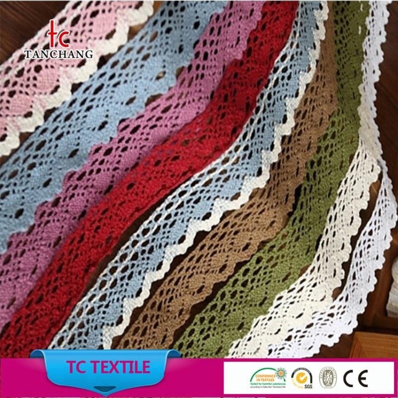 factory wholesale yarn dyed quality elastic cotton crochet lace trim for garments MXHB307