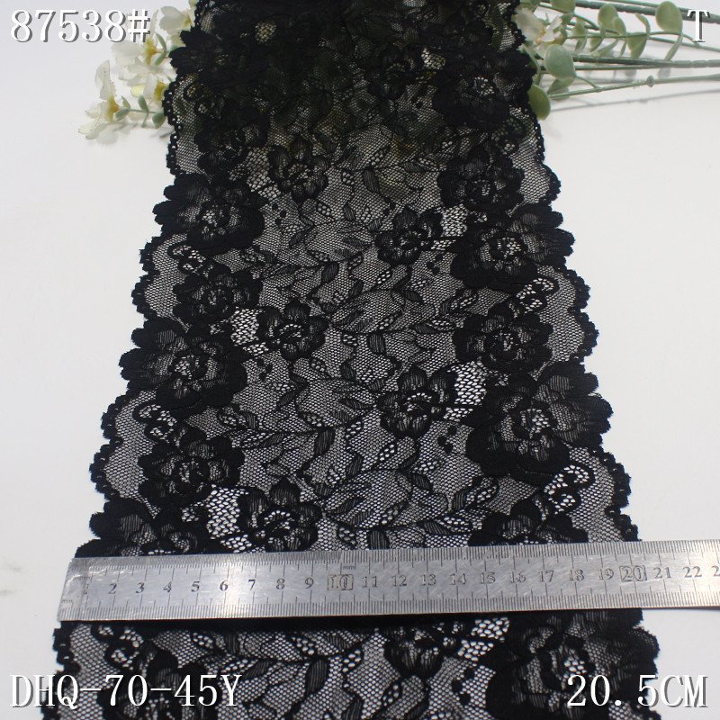 Factory Supplier Good Quality 20cm Wide Stretch Mesh Lace Trim White Elastic Lace Fabric for Underwear Lingerie