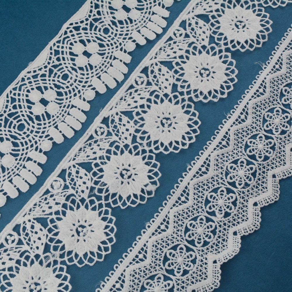 Wholesale milk silk polyester silk rose leaf embroidery water-soluble lace trim for wedding dress decoration