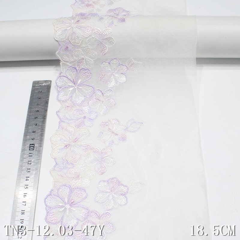 18cm blue embroidery lace flower trimming embroidery lace fabric nylon polyester lace