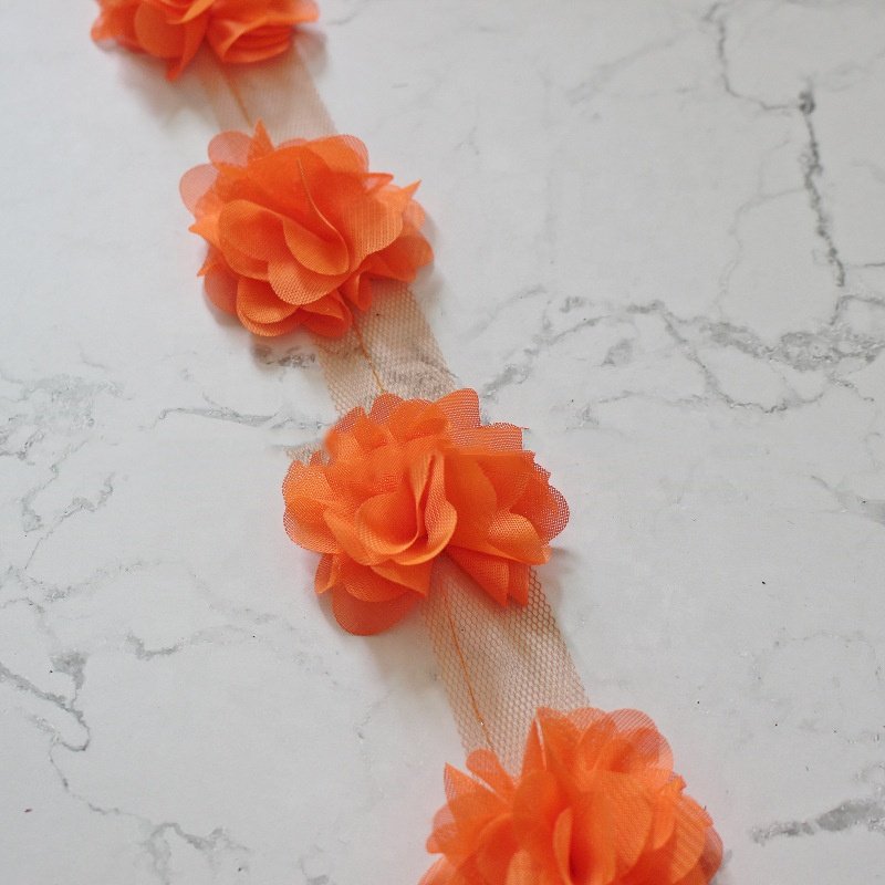 3D chiffon flower mesh lace trimming multi colors for clothing LT2655B