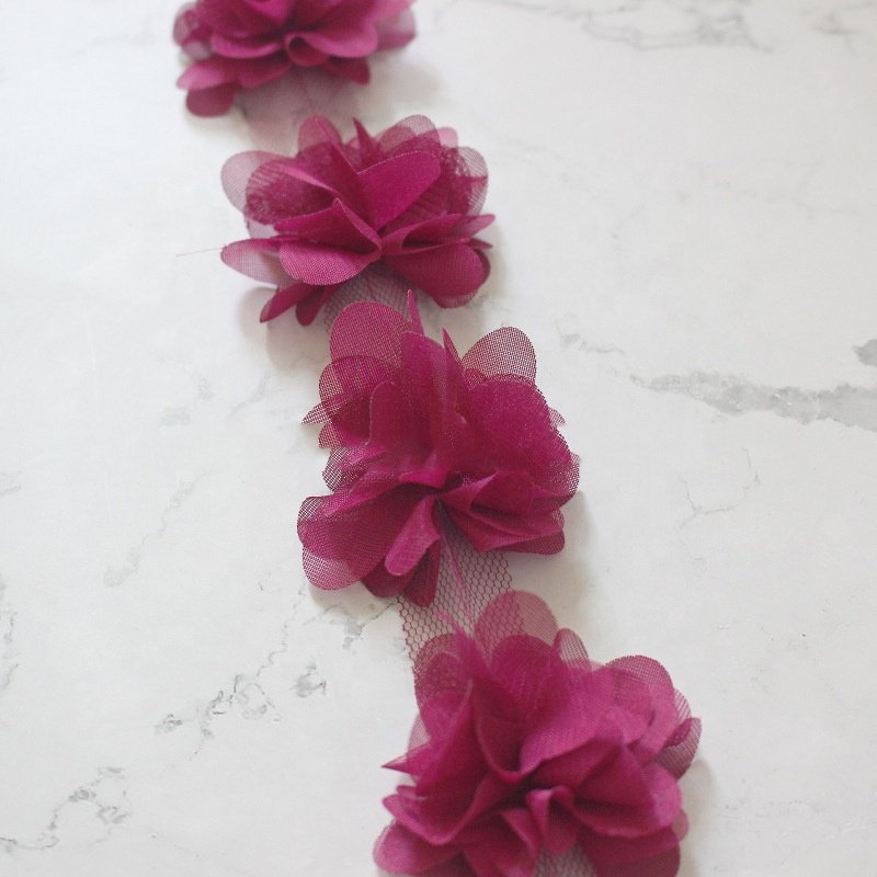 3D chiffon flower mesh lace trimming multi colors for clothing LT2655B