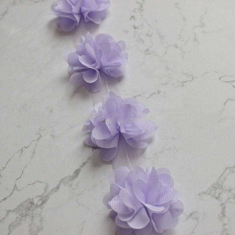 3D chiffon flower mesh lace trimming multi colors for clothing LT2655B