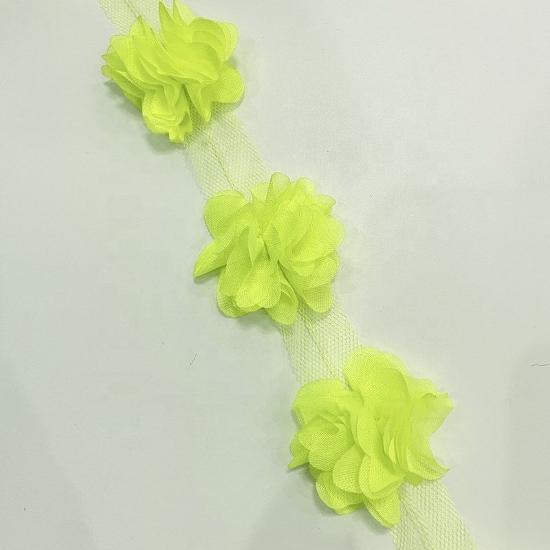 3D chiffon flower mesh lace trimming multi colors for clothing LT2655B