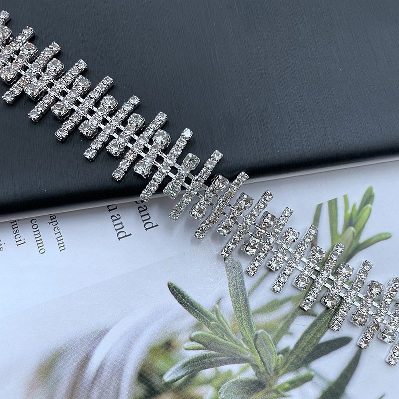 Glass DIY Crystal Ab Drop Shape Strass Sewing Rhinestone Cup Dress Chain Bling Trim Champagne Rhinestone Trim For Clothes