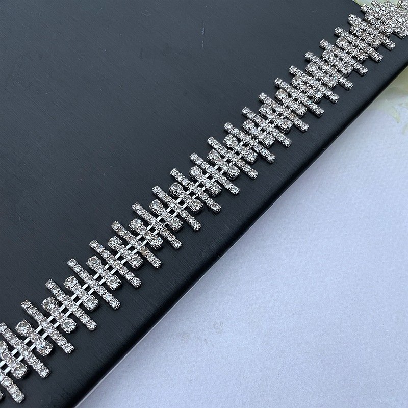 Glass DIY Crystal Ab Drop Shape Strass Sewing Rhinestone Cup Dress Chain Bling Trim Champagne Rhinestone Trim For Clothes