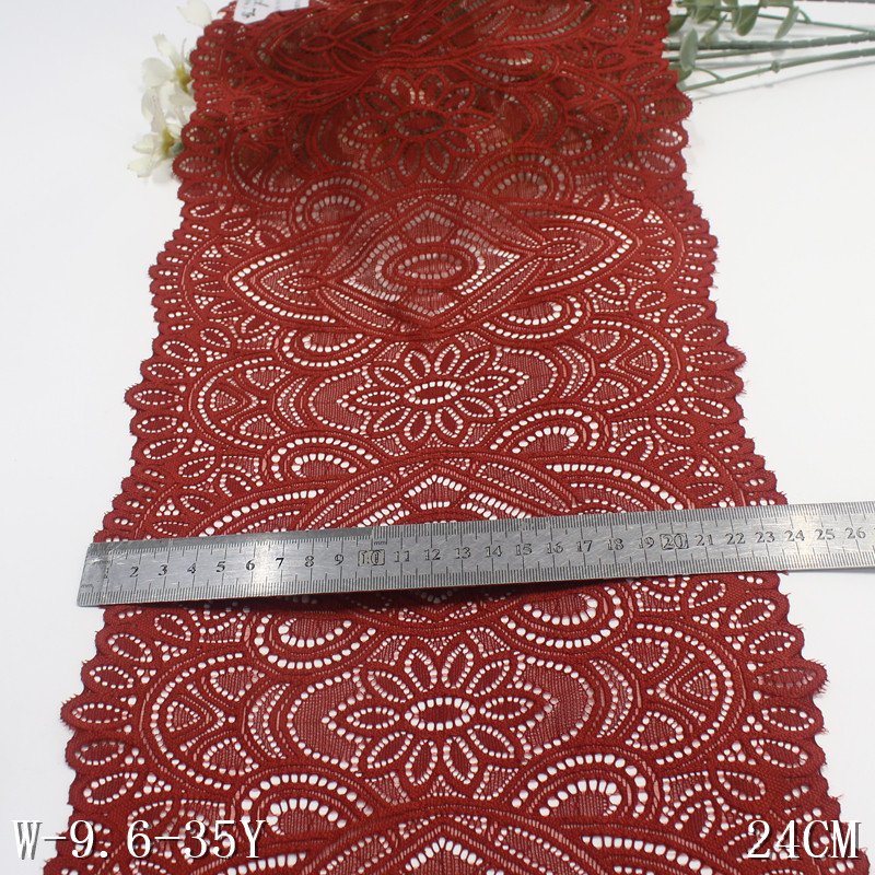 Fashion Decoration 24cm Black Stretch Lace Nylon Spandex Knitting Lace Trim Underwear Lace