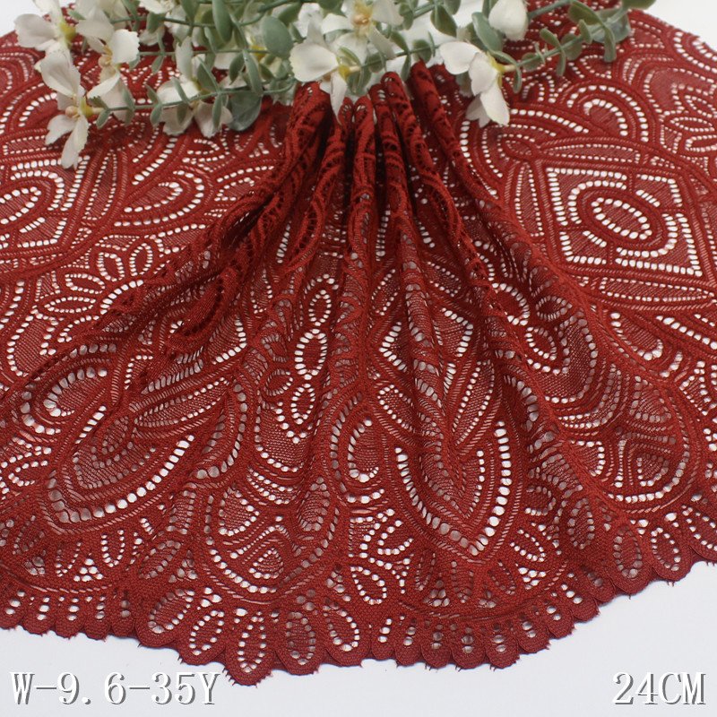 Fashion Decoration 24cm Black Stretch Lace Nylon Spandex Knitting Lace Trim Underwear Lace