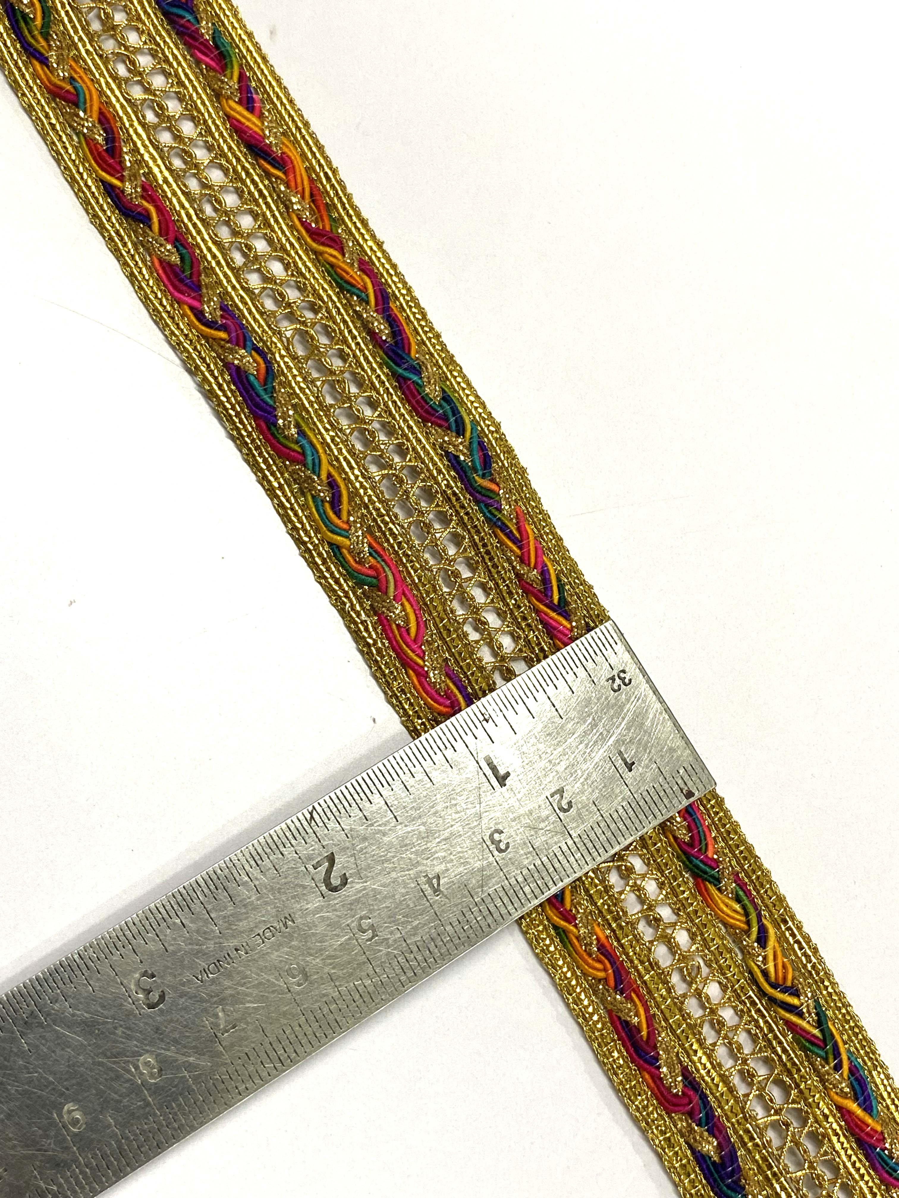9m 27mm Wide Colored Trim Metallic Scrallop Scroll Lace with Rhinestone & Bead Decoration for Sewing Table Cloth Decor