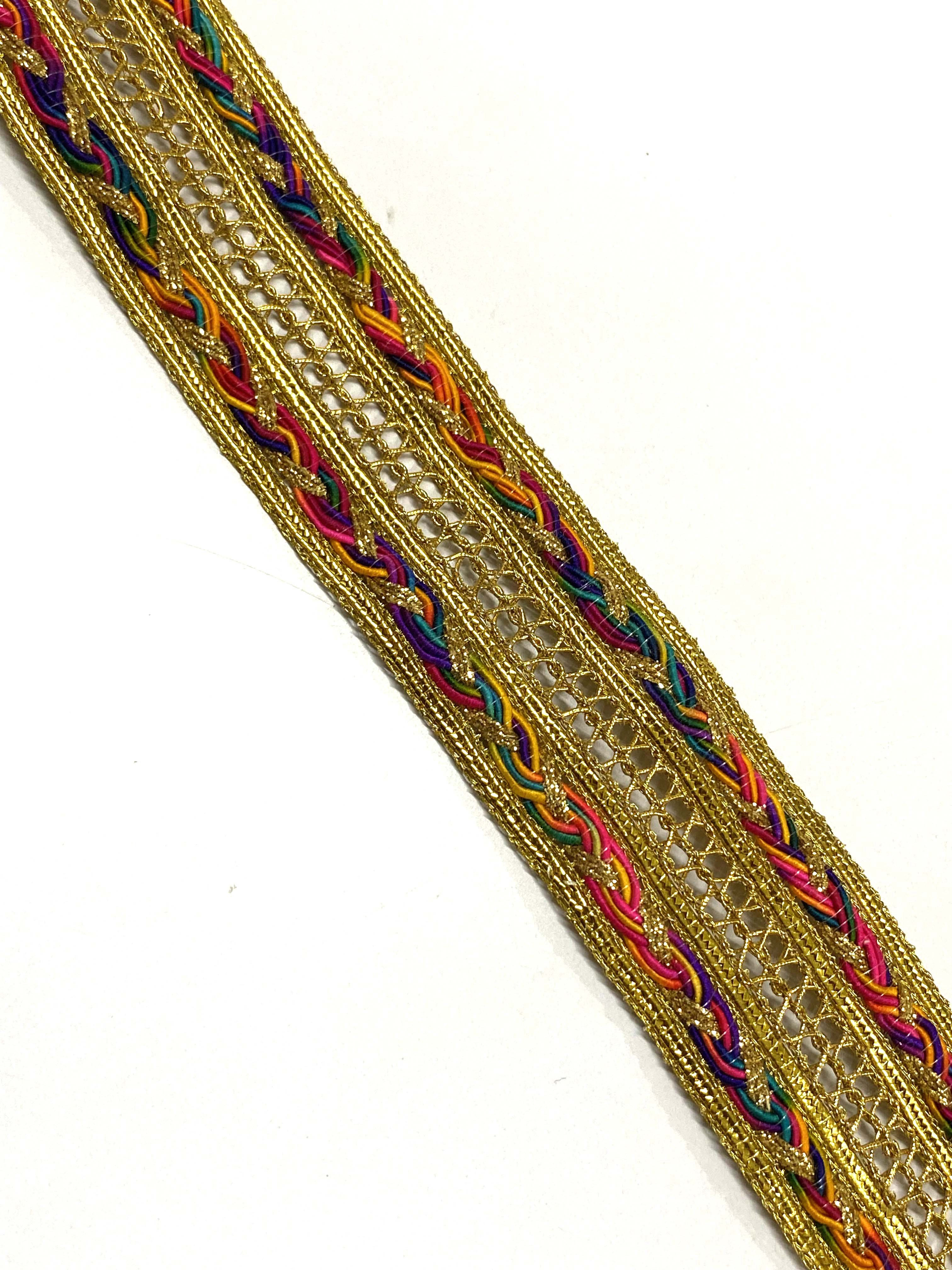 9m 27mm Wide Colored Trim Metallic Scrallop Scroll Lace with Rhinestone & Bead Decoration for Sewing Table Cloth Decor