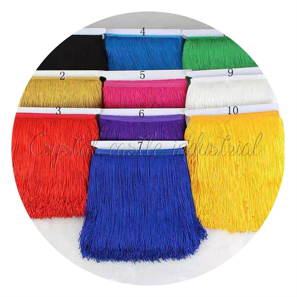 Wholesale Price 100% Polyester Material Various Color Fringe Trim Decorative Use fashion tassel fringe for clothes