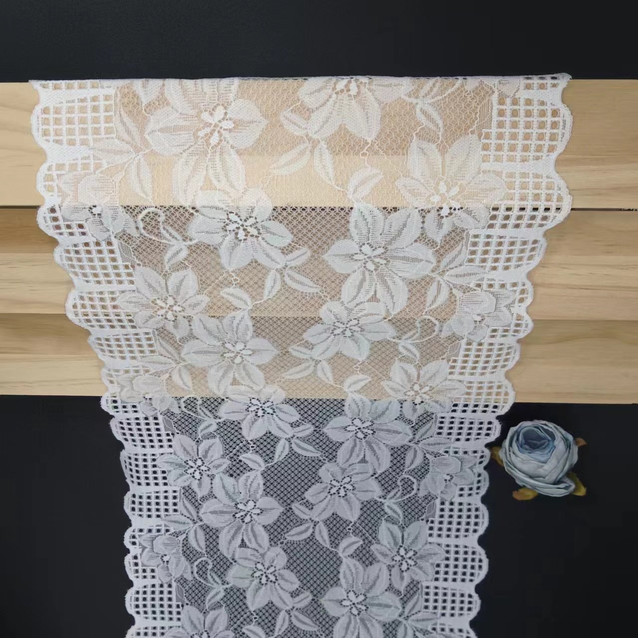 Soft White Roll Knitted Elastic Laces Lace Trim Voile Nylon Spandex Lace Fabric Customized Size for Women's Underwear