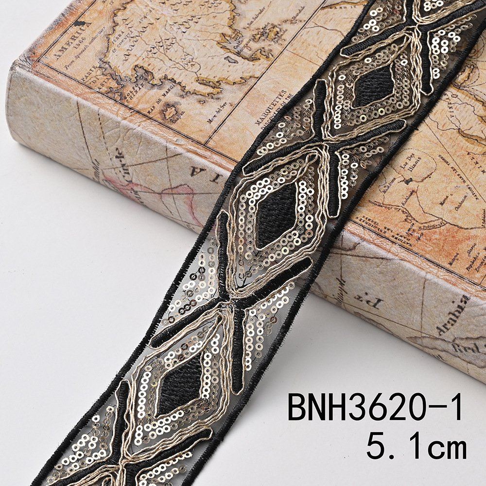 Diy Sewing Accessories Dress Decorative Embroidered Lace Trims Mesh Sequins Lace