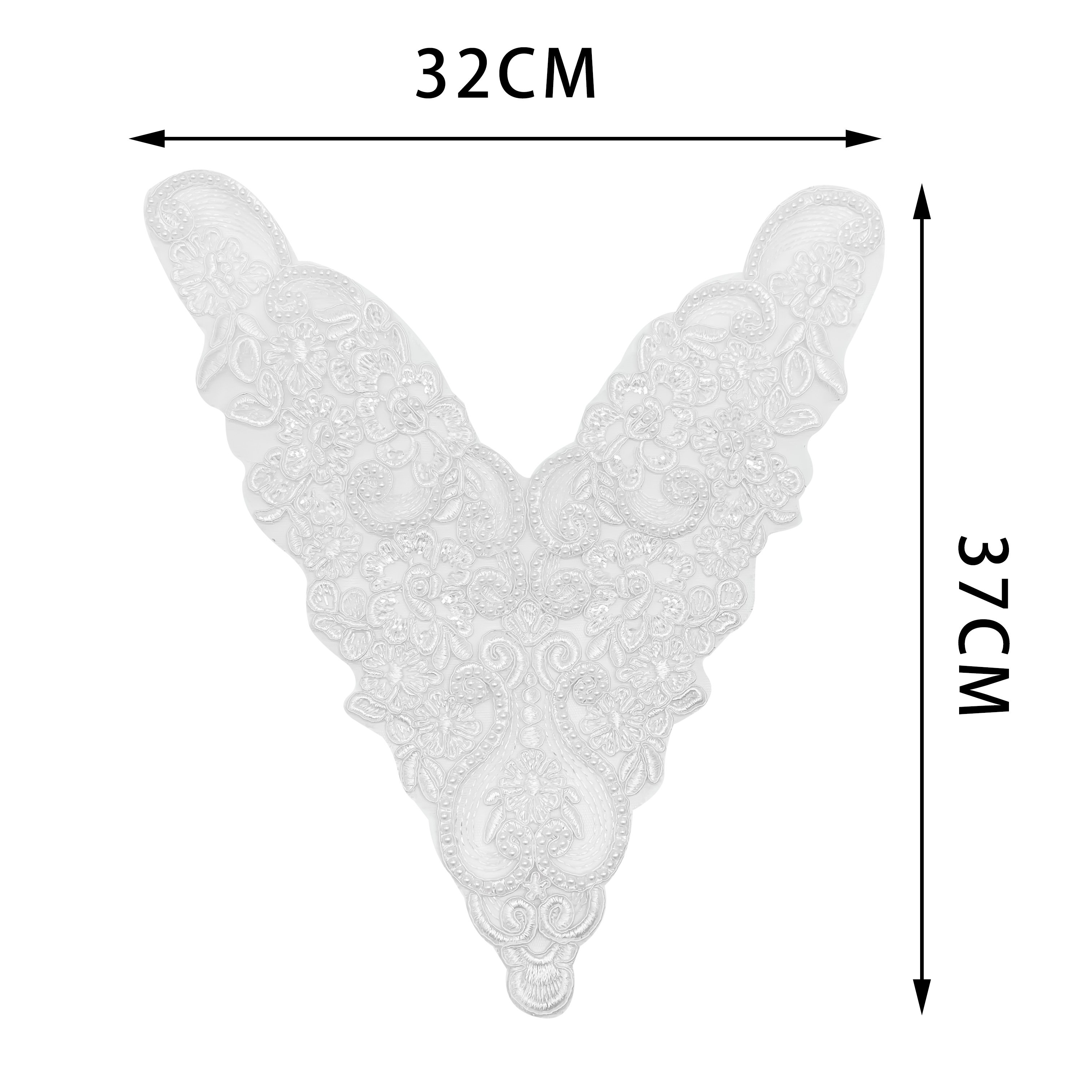 Beading Flower Florals Bead Flower Collar Applique Corsage Trim Embroidery V-neck Lace Patches for Women's Dress Blourses Suits