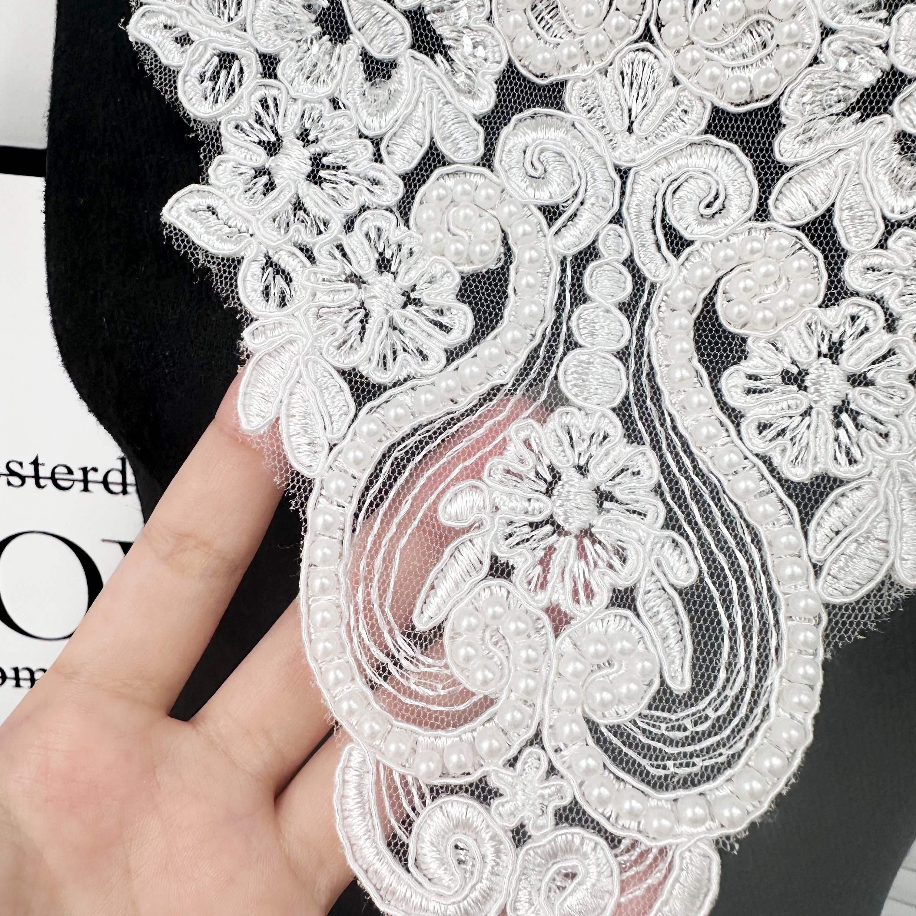Beading Flower Florals Bead Flower Collar Applique Corsage Trim Embroidery V-neck Lace Patches for Women's Dress Blourses Suits