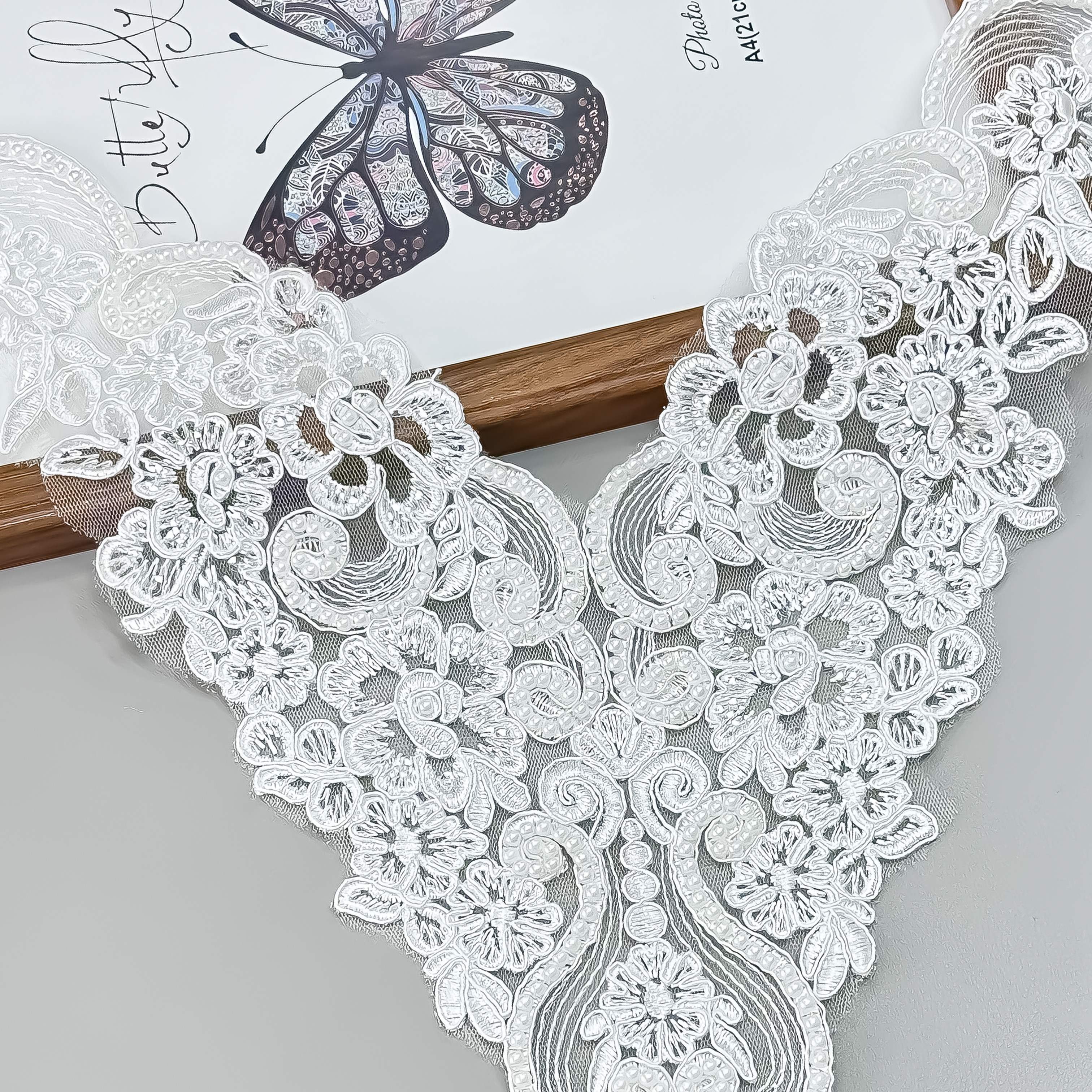 Beading Flower Florals Bead Flower Collar Applique Corsage Trim Embroidery V-neck Lace Patches for Women's Dress Blourses Suits