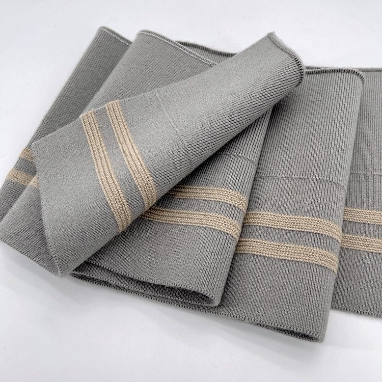 Custom Eco-friendly Stretch 1x1 rib knit trim, wool and acrylic flat knitting 2x1 ribbing cuffs