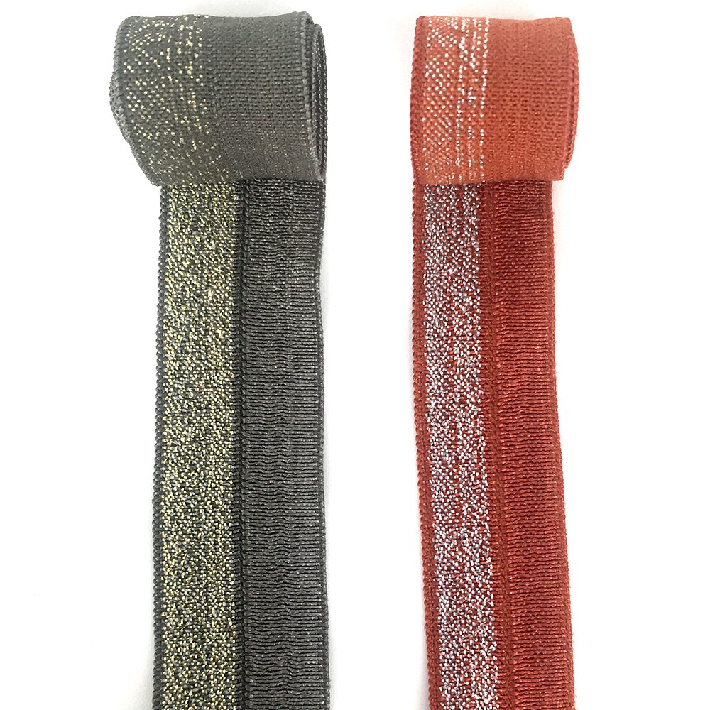 Wholesale nylon spandex bling fold over elastic band ribbon bias binding tape for garment underwear