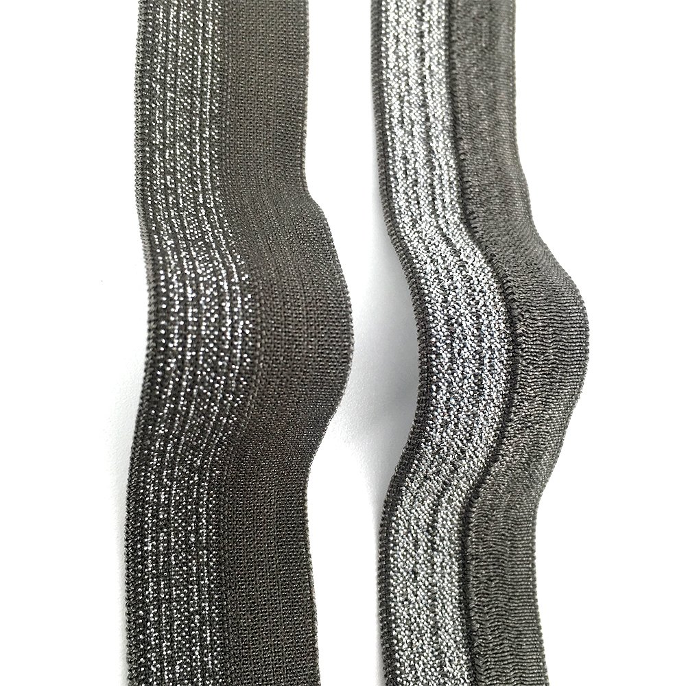 Wholesale nylon spandex bling fold over elastic band ribbon bias binding tape for garment underwear