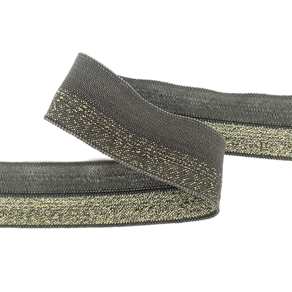 Wholesale nylon spandex bling fold over elastic band ribbon bias binding tape for garment underwear