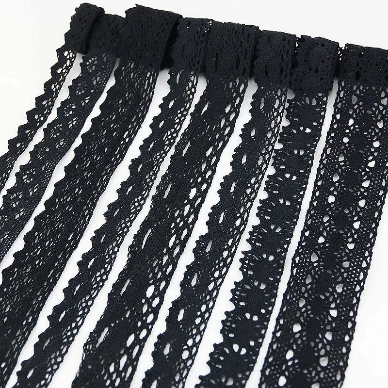 (5Meter/roll) 50mm Black Cotton Net Ribbons Embroidered Lace Trim decorate Sewing Handmade Craft Materials Lace Fabric
