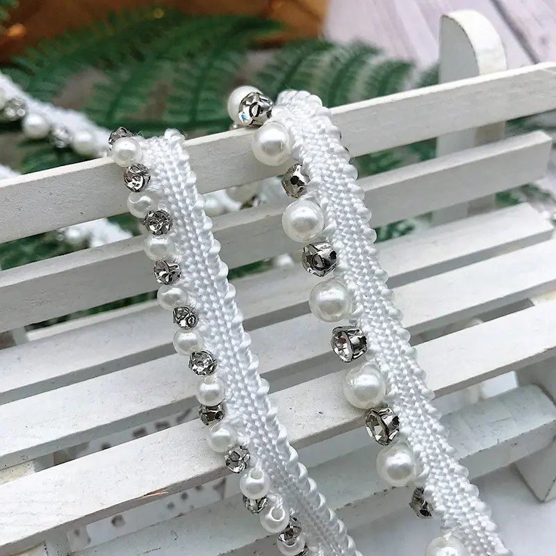 Metal Edge Silver rhinestone Chain fringe trim Embellishment for women clothing