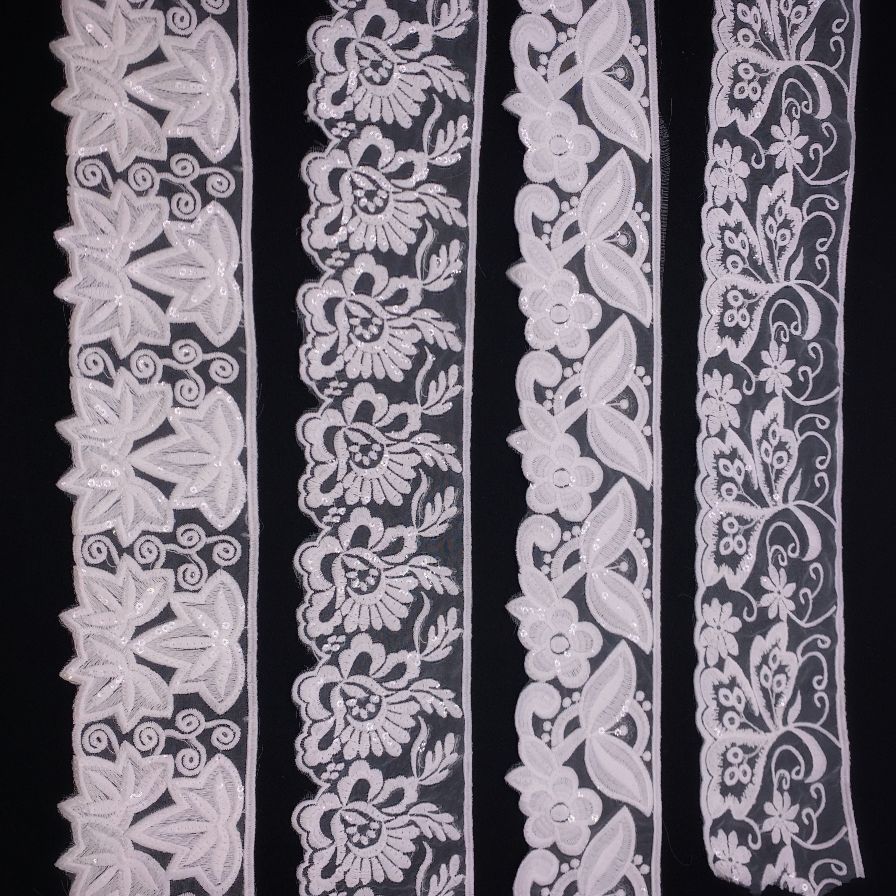 Fashion Design Embroidery 3d Flower Lace Soft Mesh Organza Sequin Lace Trim