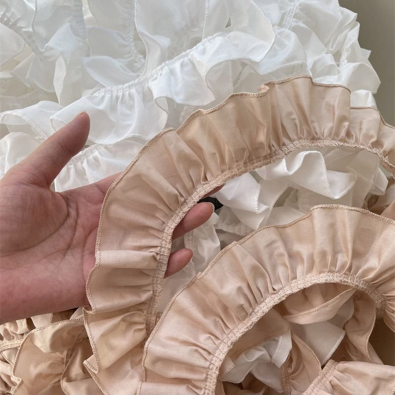 5/8/12cm Width Pleated Cotton Lace Trim Fashion Flounce Lolita Fringe for Handmade Cloth Doll Dress Decoration