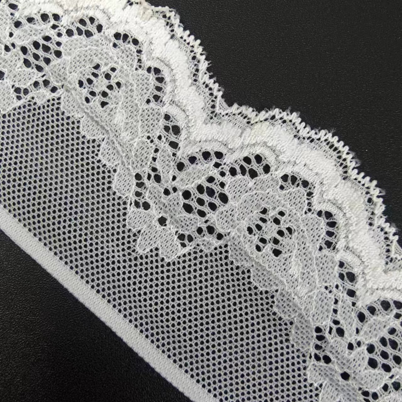 2024 Luxury White Voile Nylon Spandex Lace Fabric Flower Lace Trim for Women's Underwear Tulle Lace Roll Pattern for Decoration